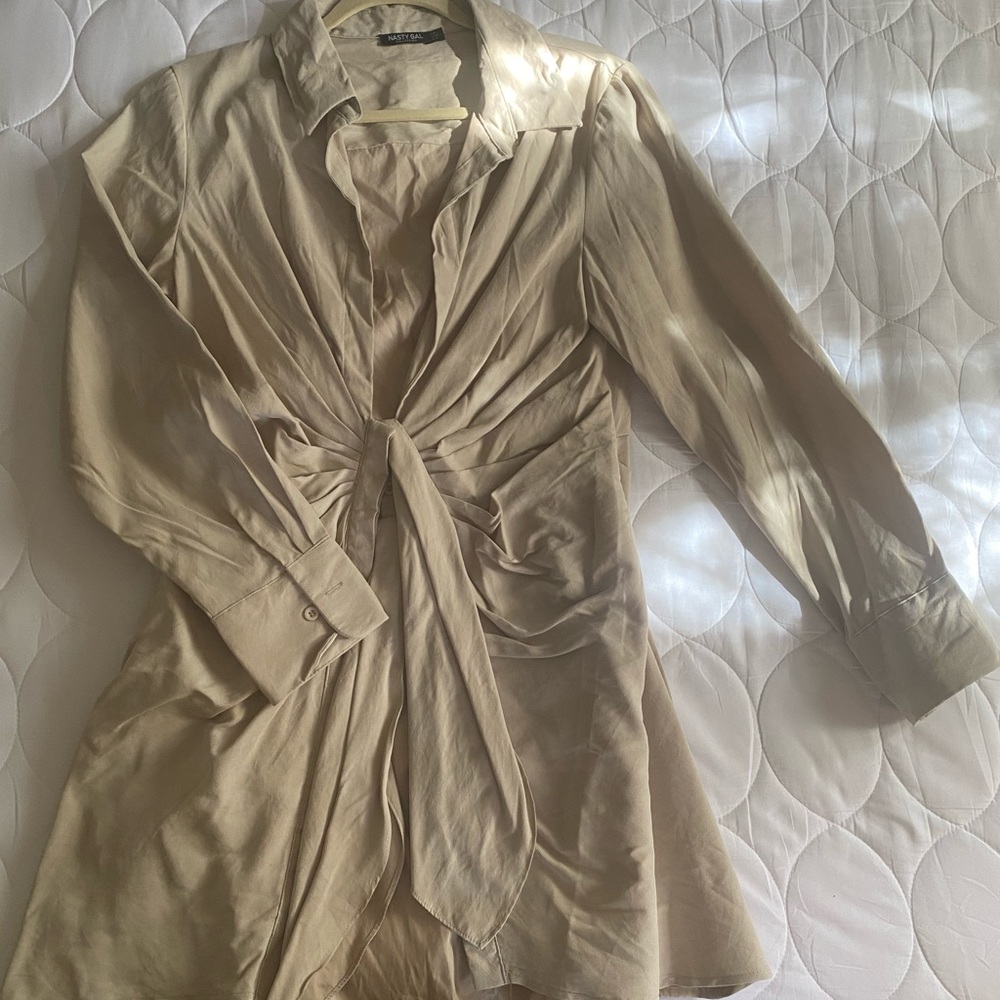 Tan shirt dress